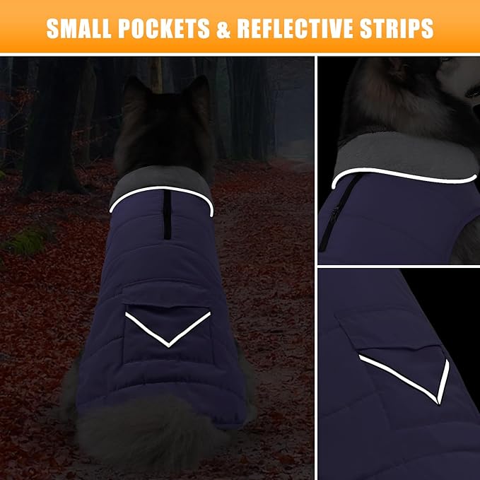 iBuddy Dog Winter Jackets with Fleece Vest,Waterproof Warm Dog Snow Jacket Windproof, Reflective Adjustable Pet Dogs Cold Winter Coat for Large Dogs Girl Boy