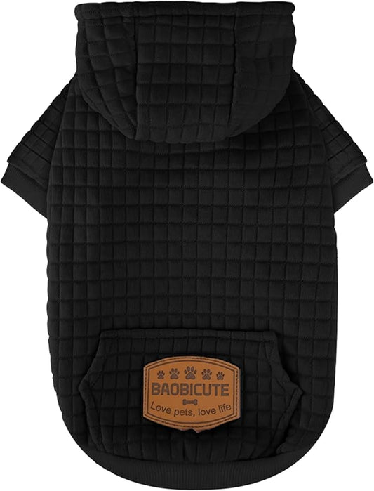 2 Pack Dog Hoodie Sweaters for Small Medium Dogs Warm Dog Clothes for Large Dogs Soft Waffle-Like Laminated Sweatshirt Bulldog (Black, 3XL (Back: 29.5",Chest: 36.5", Neck: 27"))