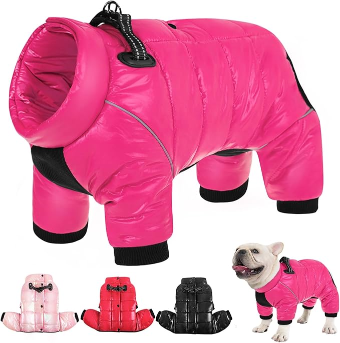 AOFITEE Dog Coat, Waterproof Dog Jacket for Winter, Warm Fullbody Dogs Snowsuit, Winter Coat for Small Dogs, Zip Up Pet Puffer Jacket Fleece Vest, Outdoor Reflective Cold Weather Pet Coats, Medium