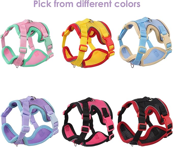 Cat Harness and Leash Set for Walking – Escape-Proof Reflective Vest for Cats and Small Dogs, Adjustable Soft Air Mesh with Pressure-Reducing Design, 4.92ft (Light Brown & Blue, L)