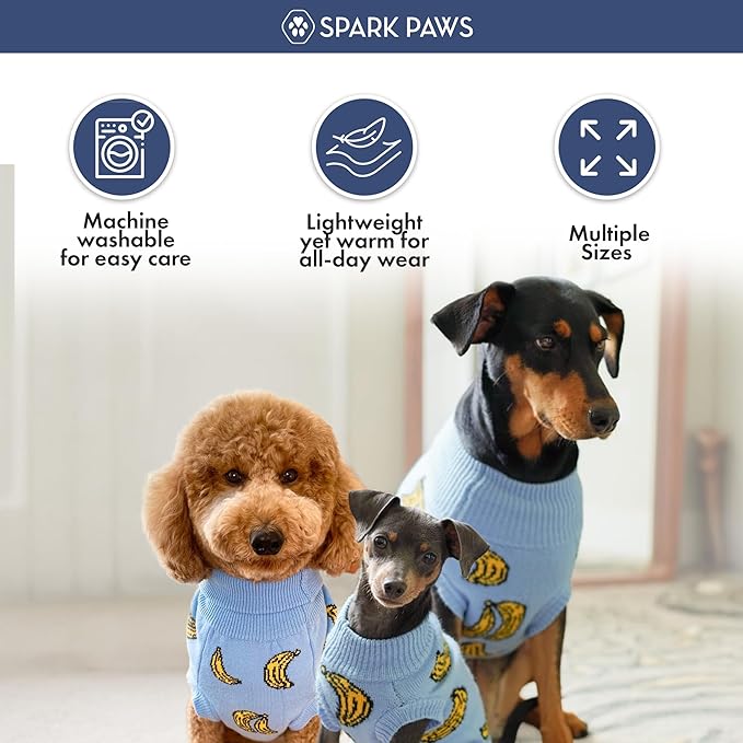 Spark Paws Knit Dog Sweater – Ultra Soft Warm Winter Dog Sweater for Small, Medium & Large Dogs – Stretch Fit Pet Sweater for French Bulldog, Pitbull, Girl & Boy Dogs Jacket, (Banana,4XL)