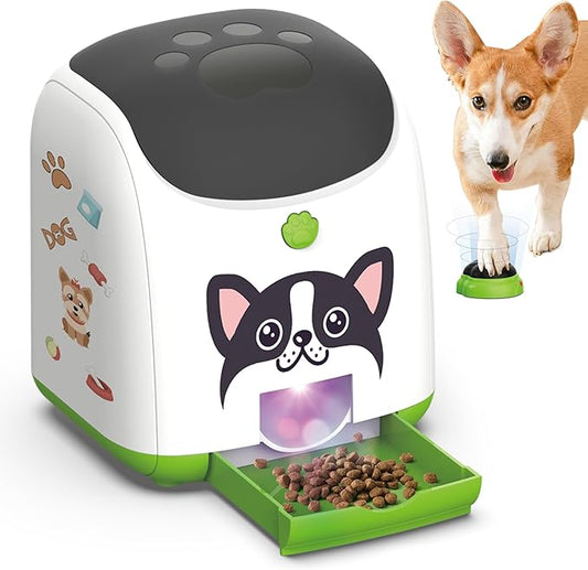 Dog Puzzle Feeder Toy, Automatic Dogs Treat Dispenser,Interactive IQ Training, Dog Slow Feeder,Remote Button Treat Dispenser,All Breeds,Large Capacity with Light (Green)