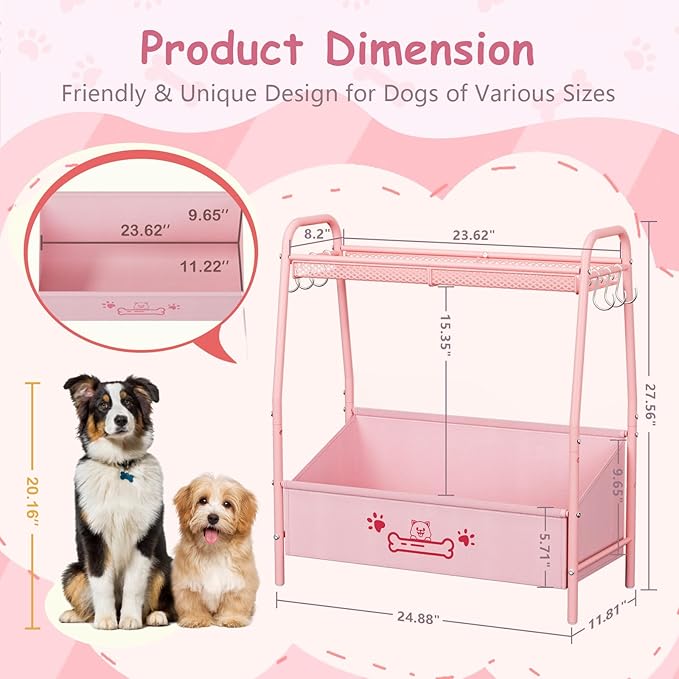 Large Dog Toy Basket (23.6"x11.2"x9.7"), Dogs Toy Bin with Storage Organizer, Trapezoid Toy Box for Dog Stuff Accessories, Pet Toy Storage Holder Chest for Cat Dogs Essential Supplies