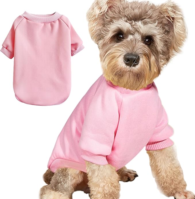Puppy Sweater for Small Dogs Clothes Warm Winter Cat Clothe Pet Sweatshirt Knitwear Doggie Kitten Clothing, Pink, Medium