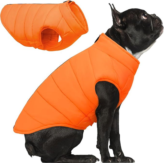 PUMYPOREITY Dog Puffer Coat with Detachable Scarf, Warm Padded Cold Weather Vest, Windproof Lightweight Snowsuit, Water Resistant Dog Winter Coats, Thermal Winter Jacket for Small Medium Large Dogs