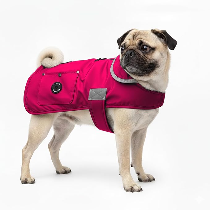 Joyride Harness FrostFlex Dog Winter Jacket - Fleece Lined & Water-Resistant - Snowsuit with Pockets for Treats & Poop Bags - Durable Cold Weather Dog Coat - Pink Berry-L