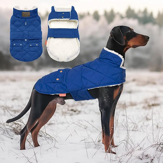 KYEESE Dog Coat Warm Pets Clothes for Cold Weather Soft Pet Sweater with Leash Hole Thick Pet Winter Puffer Coat with Pocket Windproof Dogs Jacket with Fleece Lined Waterproof Dog Coats for Large Dogs