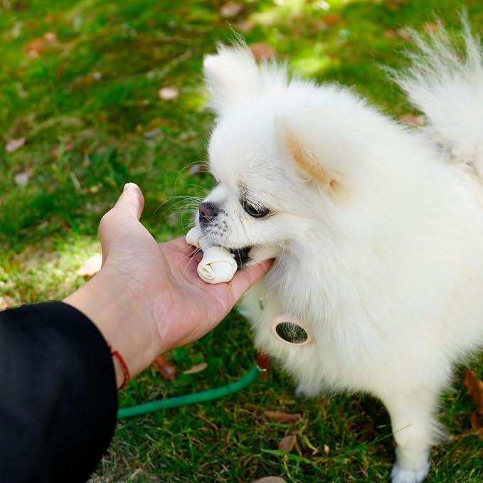 MON2SUN Dog Rawhide Knot Bones Small Rawhide Mini Chew Bones Natural 2.5 Inch 100 Count for Puppy and Small Dogs