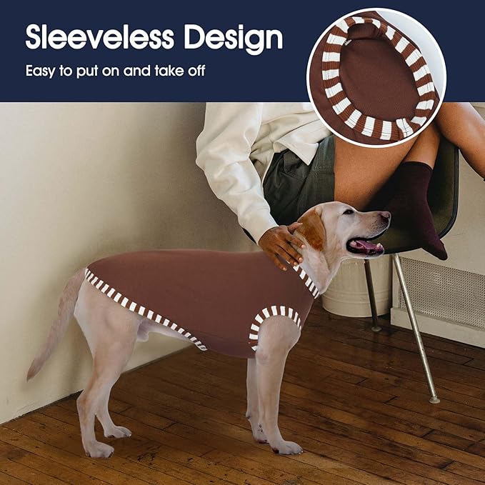 IECOii 2 Pack Summer Dog Shirt | Stretchy Fade-Resistant Fabric, Machine Washable Convenient,Home & Outdoor Clothes Fit for Medium Breeds, Coffee+DarkRed, XL