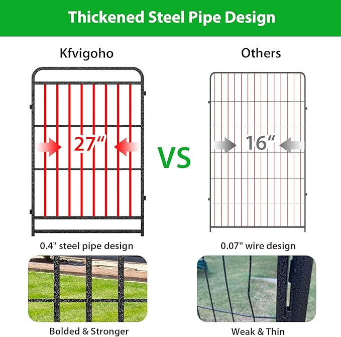 Square Steel Pipe Dog Fence Outdoor 24 Piece Panels 40" Height Anti-Rust Heavy Duty Dog Playpen with Doors Portable for Yard RV Camping, Total 54FT, 227 Sq.ft, Snowy Black