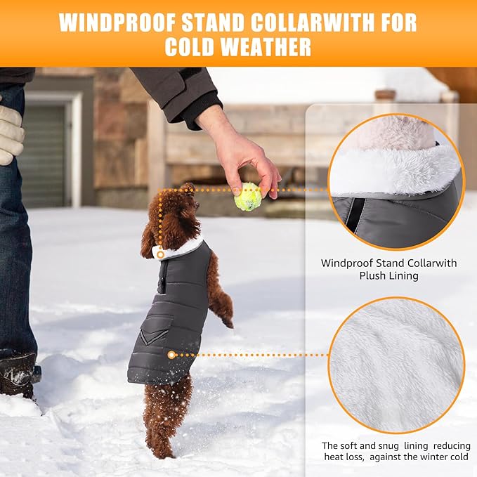 iBuddy Dog Winter Coats with Fleece Vest,Waterproof Warm Dog Snow Jacket Windproof, Reflective Adjustable Pet Dogs Cold Winter Coat for Dogs Girl Boy