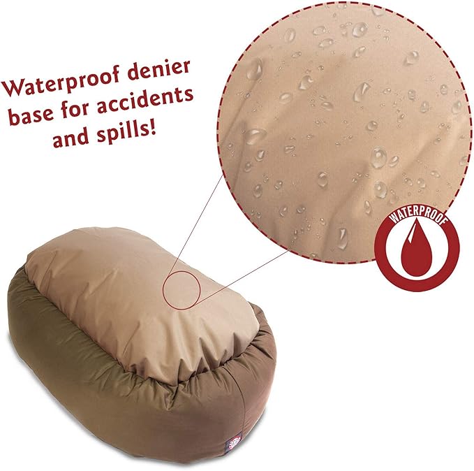 Majestic Pet 32 Inch Bagel Calming Dog Bed Washable – Cozy Soft Round Pet Bed with Spine Support for Dogs to Rest their Head - Fluffy Donut Puppy Bed 32x23x7 (Inch) - Medium – Khaki