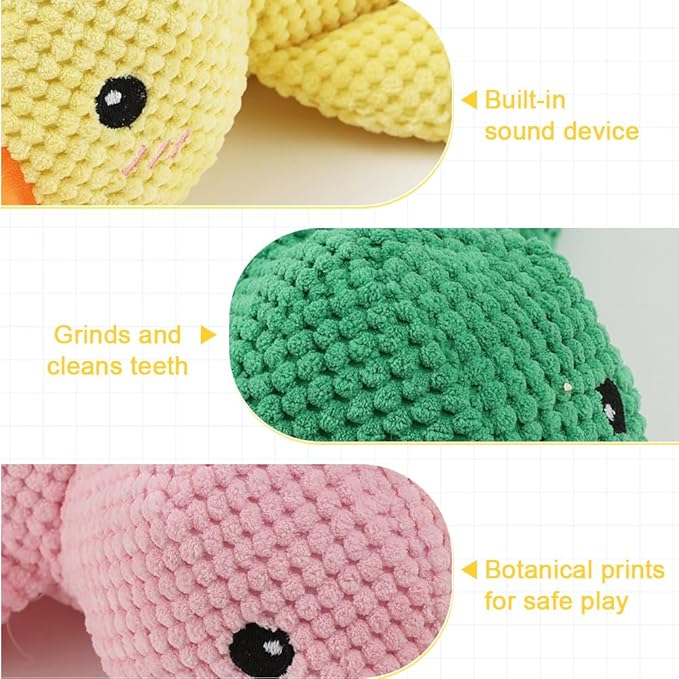 Dog Toys for Aggressive Chewers,2025 Upgraded Dog Chew Toys for Small Large Dogs,Indestructible Puppy Teething Toys,Plush Yellow Stuffed Duck Toy (Pink, Medium)