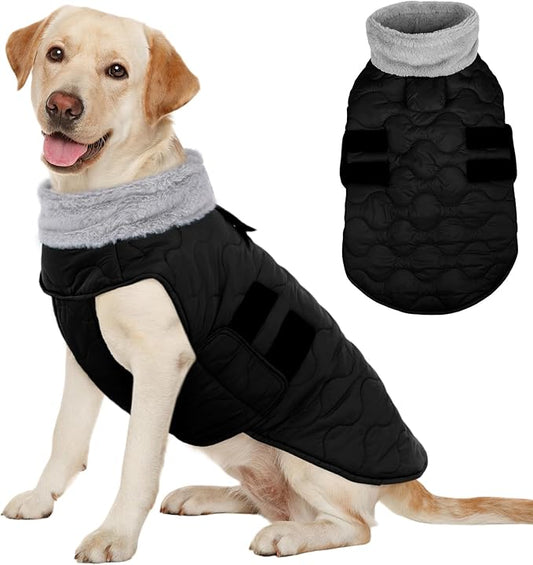Kuoser Dog Jacket, Winter Dog Coats for Medium Dogs, Cold Weather Coats Pet Clothes, Doggie Snow Jacket for Frech Bulldog, Boston Terrier, Black L