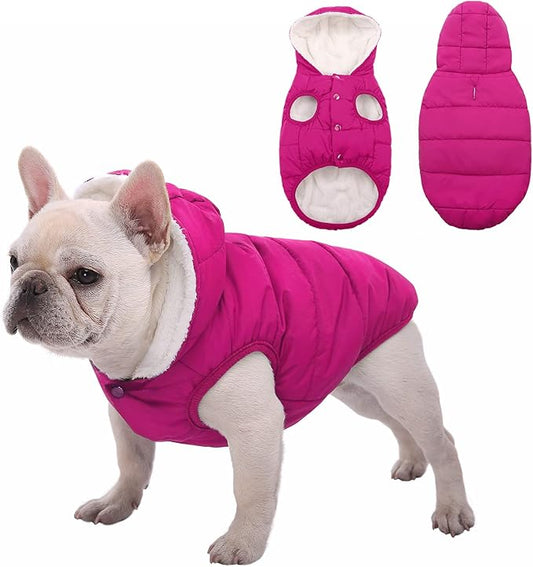 Windproof Waterproof Dog Coat Fleece & Cotton Lined Warm Jacket, Cold Weather Pet Apparel Clothes Vest for Small to Large Dogs (XL, Pink)
