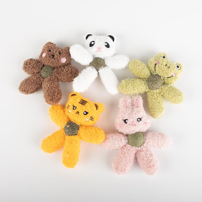 Cat Toys with Catnip Kitten Chew Bite Supplies Boredom Relief Fluffy Kitty Teeth Cleaning Chewing Cat Lovers Interactive Plush Gift (Panda)