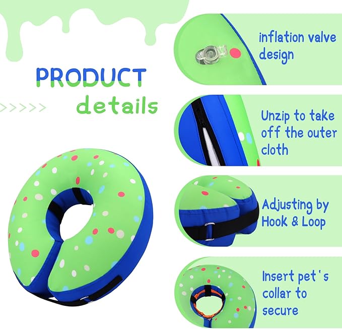 Supet Inflatable Dog Cone Collar Alternative After Surgery, Dog Neck Donut Collar Recovery E Collar for Neuter, Soft Pet Cone for Small Medium Large Dogs