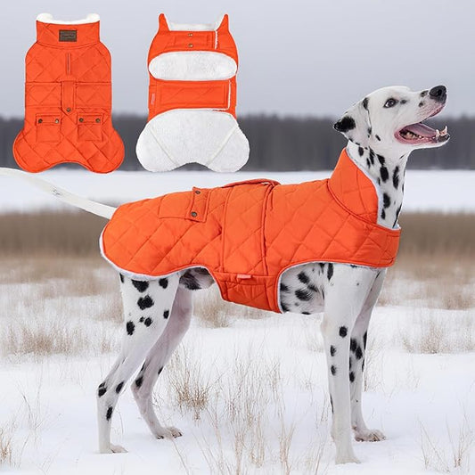 KYEESE Dog Coat Waterproof Cat Clothes for Cold Weather Windproof Pet Sweater with Fleece Lined Thick Dog Coats for Medium Dogs Soft Dogs Jacket with Pocket Warm Pet Winter Puffer Coat with Leash Hole