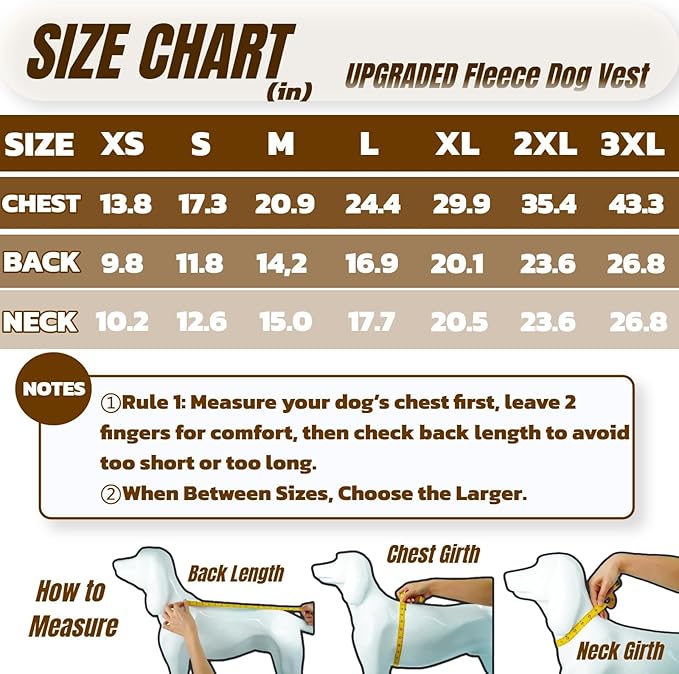 Winter Classic Turtleneck Fleece Vest Dog Sweater, Warm & Soft Puppy Coat for Small Dogs with Back-Zipper, Active-Cut Doggie Vests Sweatshirt, Lightweight Pet Clothes for Chihuahua Poodle(Brown, S)