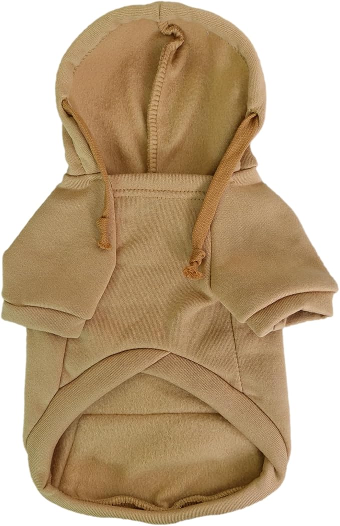 Jecikelon Pet Dog Cold Weather Coat with Pocket Winter Dog Hoodie Warm Puppy Clothes for Small Dogs Chihuahua Clothing (Khaki, Small)