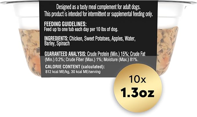 Cesar Simply Crafted Adult Wet Dog Food Meal Topper, Chicken, Sweet Potato, Apple, Barley & Spinach, 1.3oz. (10 Count, Pack of 1)