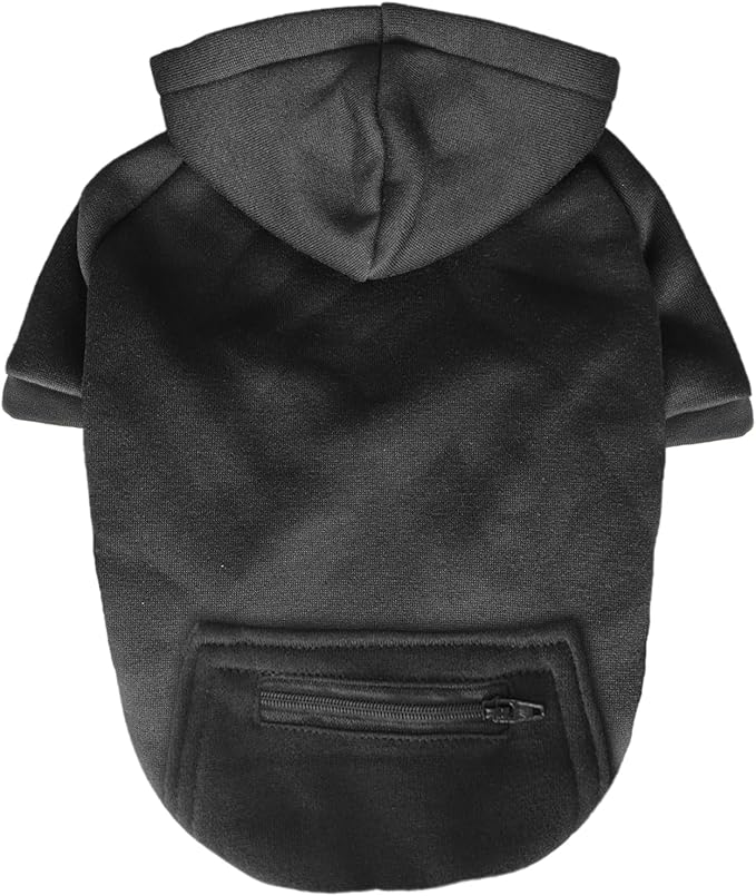 Jecikelon Winter Dog Hoodie Sweatshirts with Pockets Warm Clothes for Small Dogs Chihuahua Coat Puppy Custume Clothing (Large, Y02-Black)