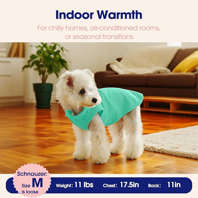 FUAMEY Dog Fleece Vest for Large Dogs,Warm Stretchy Dog Sweatshirts Pullover with Leash Hole Dogs Sweater Soft Pet Turtleneck Cozy Pet Vest Lightweight Sleeveless Cyan XXL