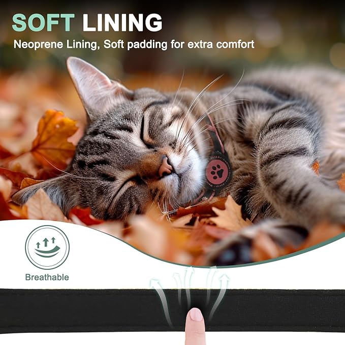 Airtag Cat Collar Breakaway, Reflective Cat Collar with AirTag Holder and Bell, Compatible with Apple Air Tag, Comfortable Padding, Adjustable, Durable (Pink, XS)