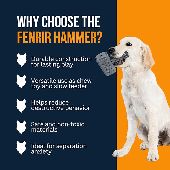 Fenrir Hammer Dog Chew Toy Strong Rubber Stuffable Enrichment Toy for Chewers (Blue, Small)