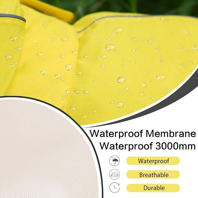 Waterproof Dog Raincoat, Adjustable Lightweight Dog Rain Jacket with Reflective Strip Leash Hole for Small Medium Large Dogs (Yellow, X-Small(4-9lb))