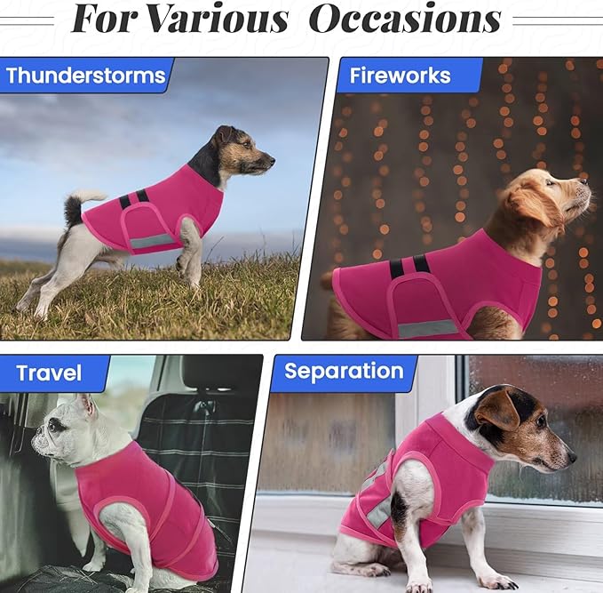 MIGOHI Dog Anxiety Relief Coat,Comfort Anxiety Vest for Dogs,Adjustable Anxiety Calming Wrap for Fireworks,Thunderstorms,Travel, Separation, Dog Anxiety Jacket for Small Dogs,XL,Rosered