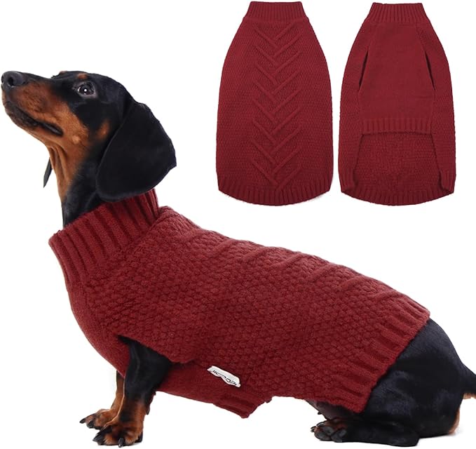IECOii Medium Dog Sweater - Warm Sleeveless Sweater for Medium Dogs Girl Boy, Knitted Pullover Sweaters for Fall & Winter, French Bulldog Sweaters,DarkRed - L