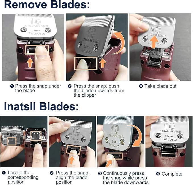Clipper Blades Pet Grooming Clipper Replacement Blades Detachable Blade Compatible with andis/wahl/Oster Dog Clippers (10#&30#)