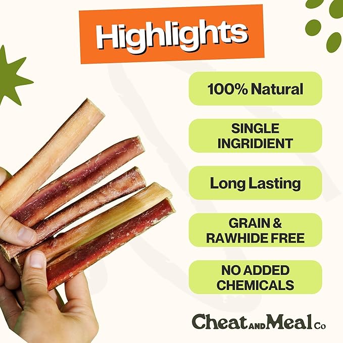 Bully Sticks for Medium Dogs, (6 Inch, 10 Count), Dog Chew Toy, Long-Lasting, 100% Grass-Fed Beef Pizzle for Medium and Large Dogs - Rawhide-Free
