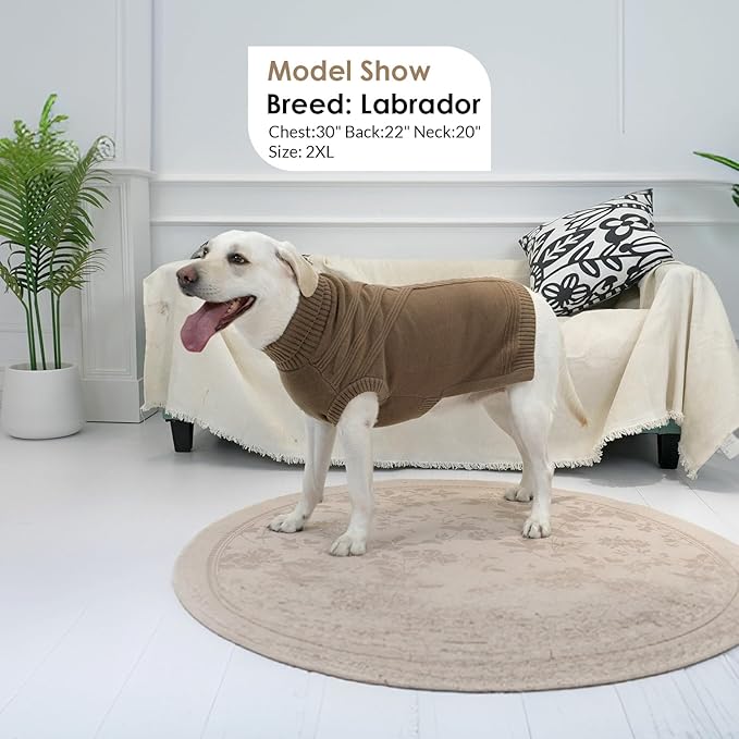 Dog Sweaters for Large Dogs Male Female Pet Knitwear Classic Puppy Warm Pullover Turtleneck Cold Weather Clothes for Pitbull(Brown, XL)
