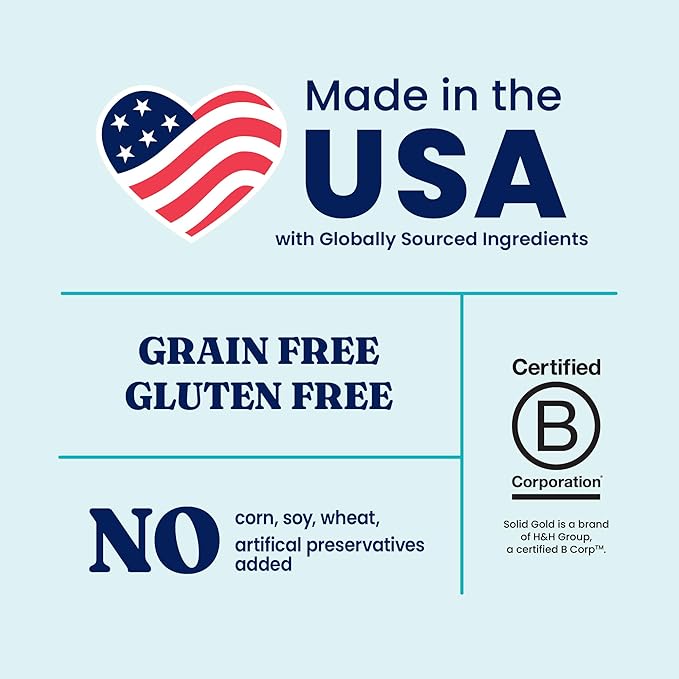 Solid Gold Salmon Dog Food for Sensitive Stomachs – Grain Free & Gluten Free Kibble w/Probiotics to Support Gut Health & Digestion - Sensitive Stomach Dog Food for All Ages – Nutrientboost™ – 3.75 LB