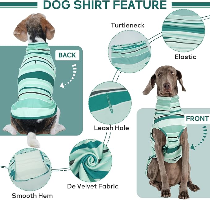 ROZKITCH Striped Dog Sweater with Leash Hole,Cute Pet Shirt Stretchy Comfort Fit for Doberman, Rottweiler, Great Dane etc All-Day Wear BlueStripe 4XL