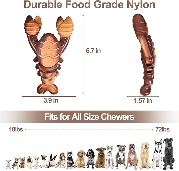 KXK Indestructible Dog Toys for Aggressive Chewers, Chew Toys for Large Medium Breed, Tough Dog Toys with Real Beef Flavor, Durable Nylon Teething Chew Toys for Large Medium Small