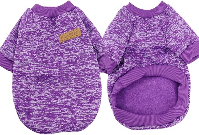 Idepet Pet Dog Classic Knitwear Sweater, Soft Fleece Coat for Small,Medium Dog,Warm Pet Dog Cat Clothes,Puppy Customes 2 Color (XXL, Purple)