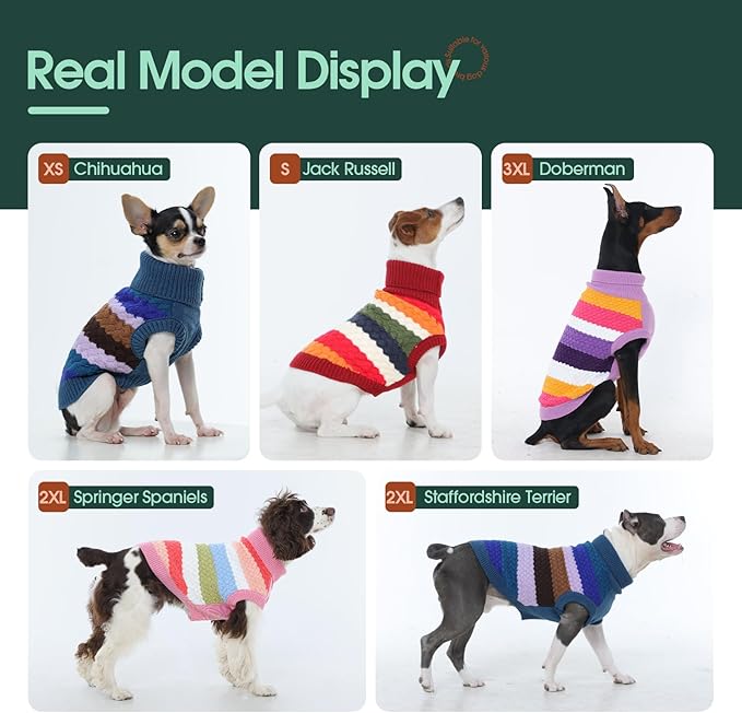 Kuoser Dog Sweater, Pet Cable Knitted Pullover Puppy Warm Clothes, Dog Turtleneck Classic Knitwear Soft Thickening Outfit, Cold Weather Xmas Thermal Wear for Large Size Dogs, Purple 3XL