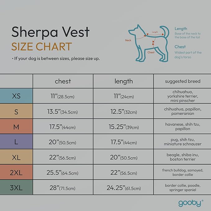 Gooby Sherpa Vest - Stone Blue, 3X-Large - Warm Fuzzy Fleece Step in Dog Jacket - Winter Small Dog Sweater for Everyday Use
