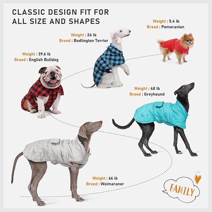PAWZ Road Dog Winter Coat with 5 Layers Warm Material, Reversible Dog Clothes with 2 Sides, Dog Jacket Outdoor Water Repellent, (Green Plaid 3XL)