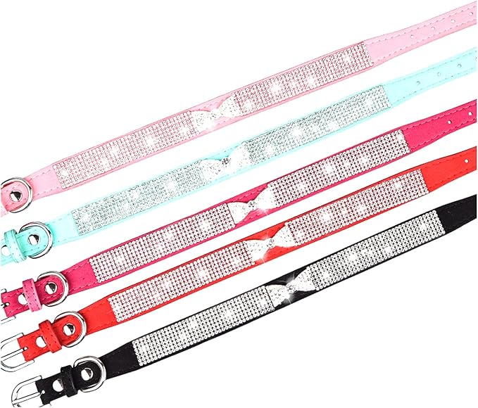 Serijoars Small Dog Collar with Rhinestone Crystal Diamond Colorful Bling Girl Puppy Cat Collars (XS, Purple3)
