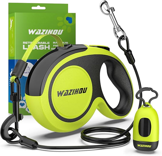 2025 New Model Retractable Dog Leash 18ft' - Detachable Poop Bag and Chew Proof Cable and Included Heavy Duty Reflective Retractable Leash for Small Medium Large Dogs up to 66 lbs
