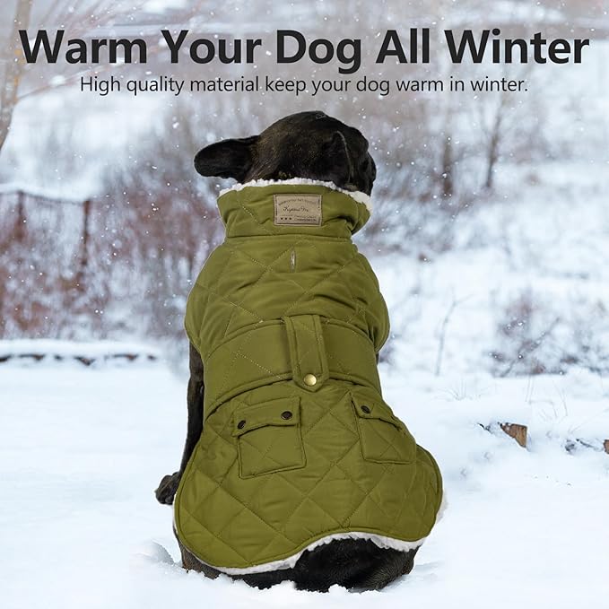 KYEESE Dog Coat Warm Pet Winter Puffer Coat with Leash Hole Waterproof Dogs Jacket with Fleece Lined Soft Pet Sweater for Cold Weather Thick Cat Clothes with Pocket Windproof Dog Coats for Small Dogs
