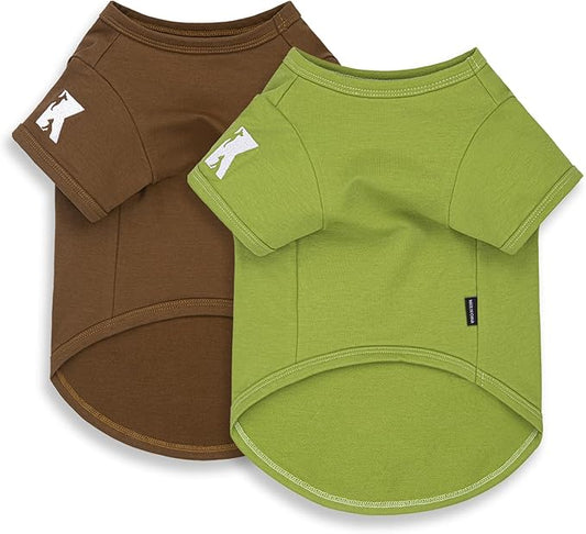 Koneseve Dog Shirts 2 Pack Soft Comfortable Clothes for Medium Large Dogs Brown & Avocado Green 4XL