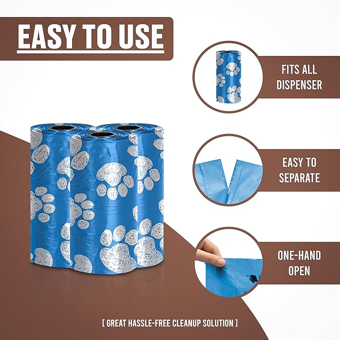Parisian Pet Ecofriendly Dog Poop Bags Rolls - 160 Count Unscented Poop Bags for Dogs - Leakproof, Extra Thick, 8 Dog Waste Bags Refill Rolls - Blue Doggie Poop Bags - Fits All Dispenser