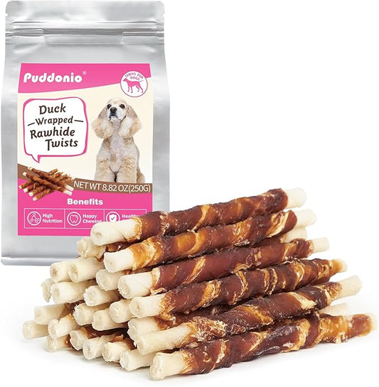Dog Treats, 5 Inch Duck Wrapped Rawhide Sticks for Dogs, Teeth Cleaning Dog Chew Snacks for Puppy and Small Dogs, 8.8oz