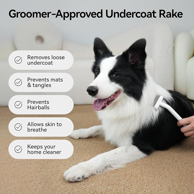 aumuca Undercoat Rake for Cats & Small/Medium Dogs – Deshedding Brush & Dematting Comb for Double-Coated Pets with Long or Short Hair, Matted Fur – Grooming Tool for Kitten, Puppy, Rabbit and Horse