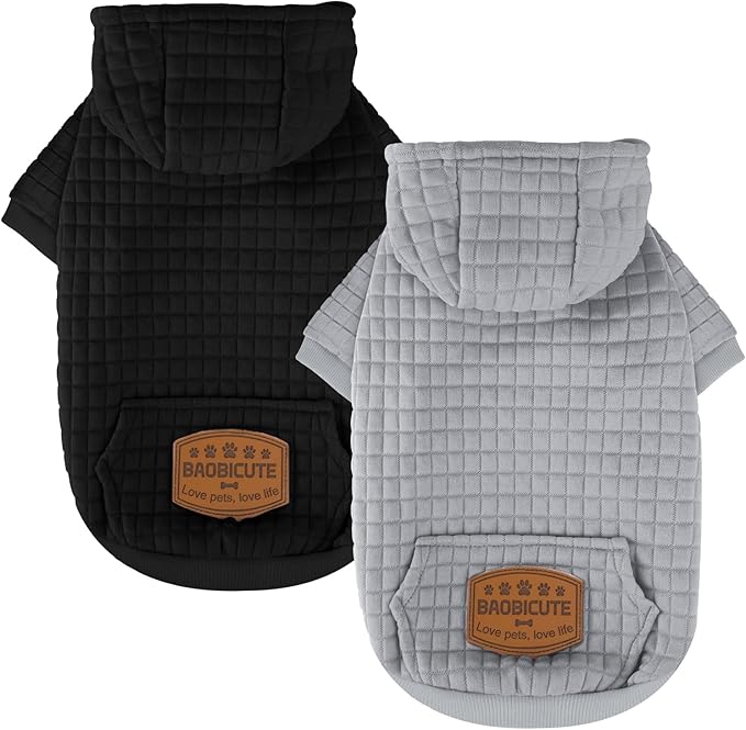 2 Pack Dog Hoodie Sweaters for Small Medium Dogs Warm Dog Clothes for Large Dogs Soft Waffle-Like Laminated Sweatshirt Bulldog
